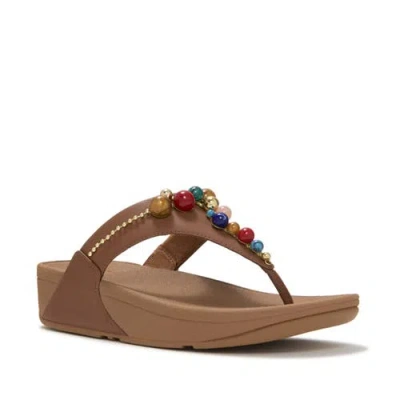 Fitflop Lulu Beaded Toe-post Sandals In Brown
