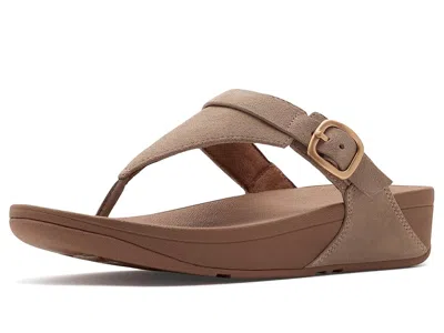 Fitflop Lulu Buckle Suede Toe-post Sandals In Brown
