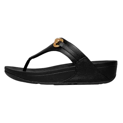 Fitflop Lulu Chunky-snaffle Leather Toe-post Sandals Black Hy7-001 Women's
