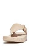 Fitflop Lulu Crystal Buckle Platform Flip Flop In Stone Beige
