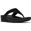 Fitflop Lulu Crinkled-shimmer Toe-post Sandals In Black