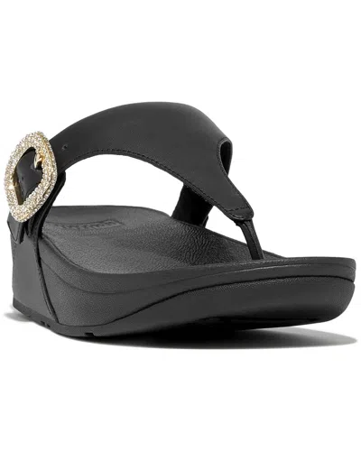 Fitflop Lulu Crystal-buckle Leather Sandal In Black