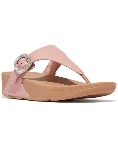 Fitflop Lulu Crystal-buckle Leather Sandal In Pink