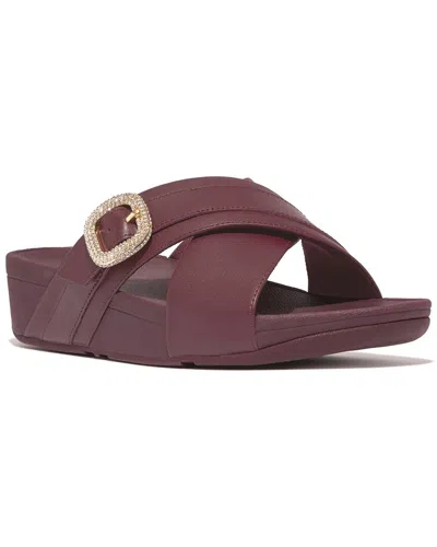 Fitflop Lulu Crystal-buckle Leather Sandal In Burgundy