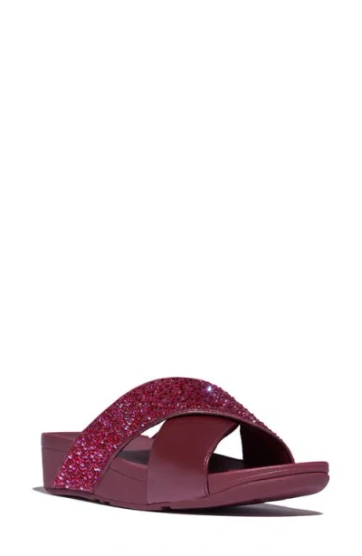 Fitflop Lulu Crystal Embellished Slide Sandal In Luxe Plum