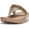Fitflop Lulu Crystal Leather Wedge Sandal In Platino