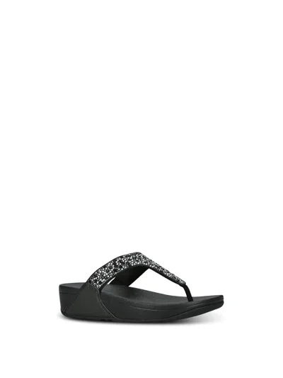 Fitflop Lulu Crystal-mix Toe-post In Black