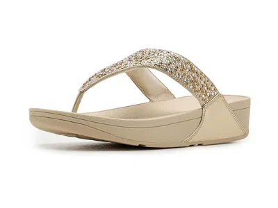 Fitflop Lulu Crystal-mix Metallic Toe-post Sandals In Nude