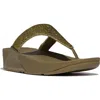 Fitflop Lulu Embellished Flip Flop In Metallic Camo Green