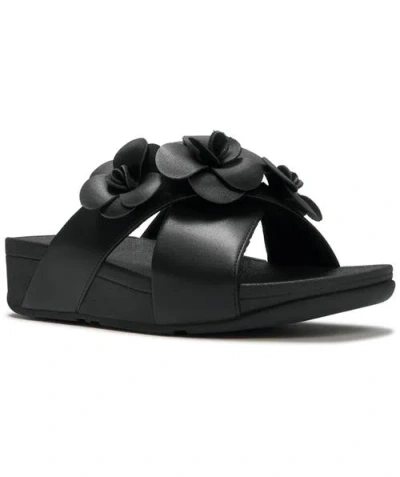 Fitflop Lulu Flower Cross Slides In Black