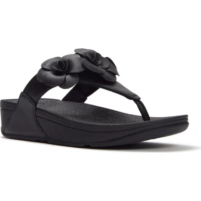 Fitflop Lulu Flower Toe-post Sandals In Black
