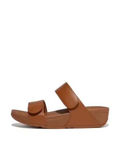 Fitflop Lulu Fv6-592 Slides Sandals Women's Light Tan Leather Adjustable Slip On