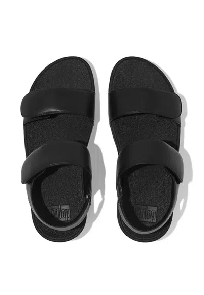 Fitflop Lulu Fv8-090 Slide Sandals Women Black Leather Adjustable Strap Slip On