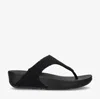 Fitflop Lulu Fz3-231 Toe-post Sandals Women's Black Geo-webbing Slip On Slippers In Black
