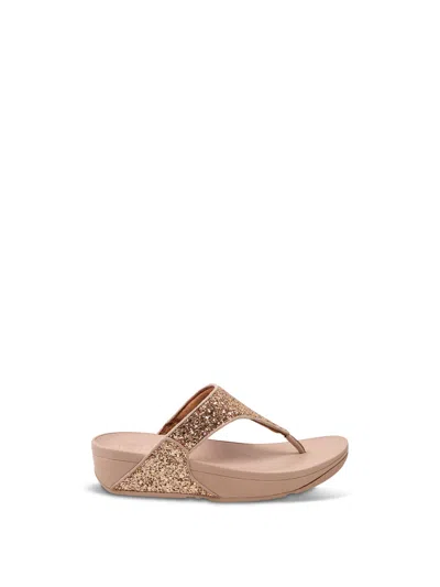 Fitflop Lulu Glitter Toe-thongs In Gold