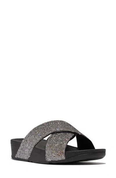 FITFLOP FITFLOP LULU GLITTERBALL PLATFORM WEDGE SLIDE SANDAL