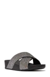 Fitflop Lulu Glitterball Platform Wedge Slide Sandal In Silver