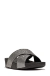 Fitflop Lulu Glitterdust Platform Wedge Slide Sandal In Pewter