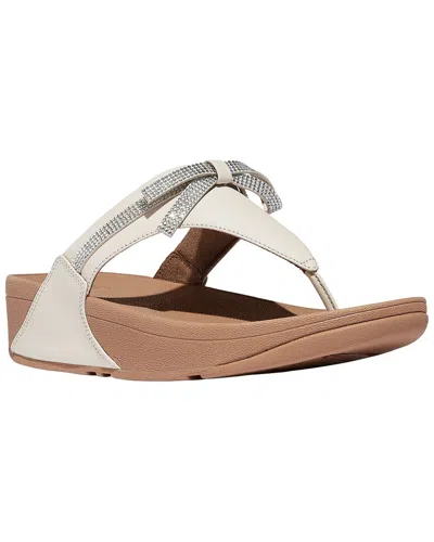 Fitflop Lulu Glitz Bow Leather Toe Post Sandal In White