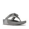 Fitflop Lulu Glitz Bow Leather Toe Post Sandals In Gray