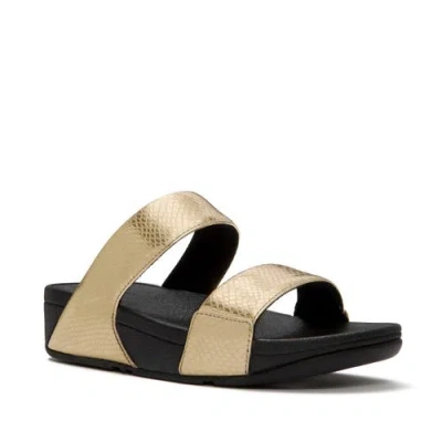 Fitflop Lulu Metallic Snake Slides In Gold