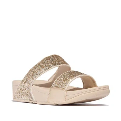 Fitflop Lulu Multi Tonal Glitter Platino Silver Sliders In Gold