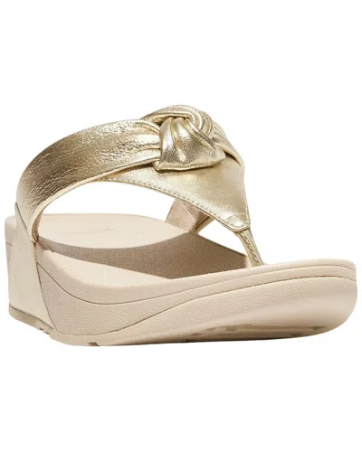Fitflop Lulu Padded Knot Metallic Leather Toe Post Sandal In Gold