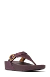 Fitflop Lulu Platform Wedge Flip Flop In Metallic Mauve Wine