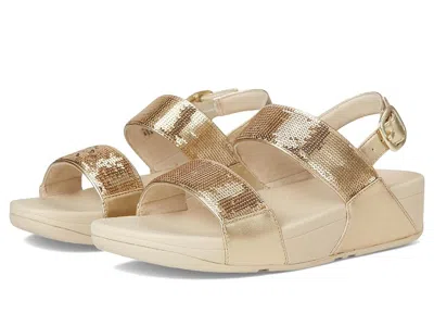 Fitflop Lulu Sequin Back-strap Sandals Women's Wedge Shoes Platino: 5 M (b) In Gold