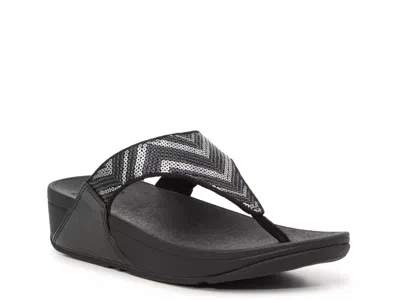 Fitflop Lulu Sequin Wedge Sandal In Black