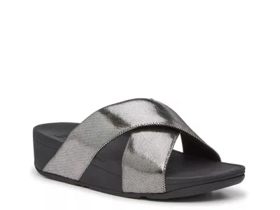 Fitflop Lulu Shimmer Wedge Sandal In Black