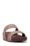 Fitflop Lulu Shimmerweave Platform Slide Sandal In Clay Brown