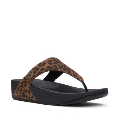 Fitflop Lulu Suede Leopard Toe-post Sandals In Black