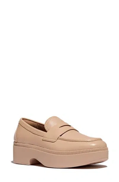 Fitflop Luma Leather Demi Wedge Loafer In Brown