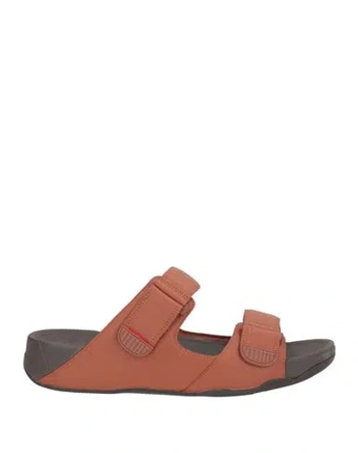 Fitflop Man Sandals Tan Size 9 Leather In Multi