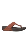 Fitflop Man Thong Sandal Tan Size 13 Soft Leather In Brown