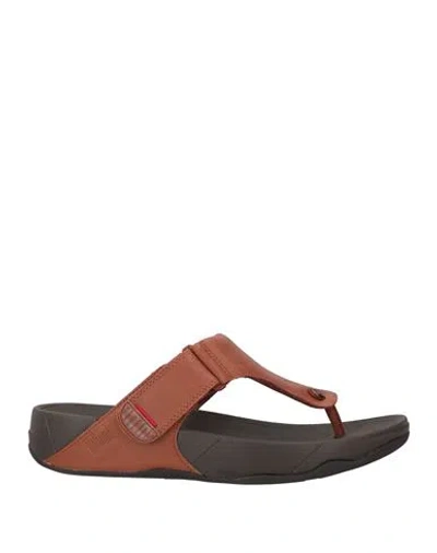 Fitflop Man Thong Sandal Tan Size 13 Soft Leather