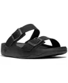 Fitflop Men's Gogh Moc Buckle Tumbled Leather Slides In Black