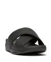 FITFLOP MEN'S TUMBLED-LEATHER CROSS SLIDES