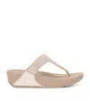Fitflop Lulu Leather Toe Post Sandal Rose Gold In Beige