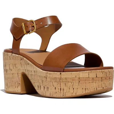 Fitflop Platfforms Ankle Strap Platform Wedge Sandal In Deep Tan