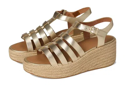 Fitflop Platfforms Espadrille Leather Fisherman Wedge Sandals In Silver
