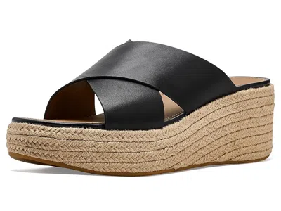 Fitflop Platfforms Espadrille Leather Wedge Cross Slides In Black