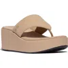 Fitflop Platfforms Womens Wedge Toe-post Sandals In Classic Beige B41