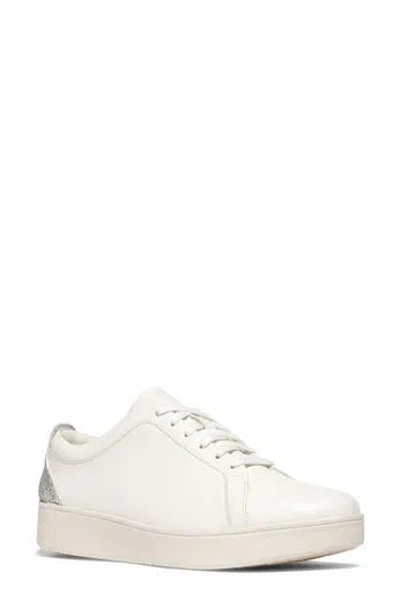 Fitflop Rally Crystal-backtab Leather Trainers In White
