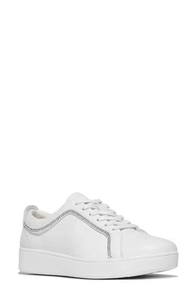 Fitflop Rally Crystal Trim Leather Sneaker In White
