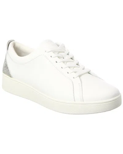Fitflop Rally Crystal-backtab Leather Sneaker In White