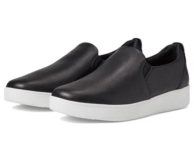 Fitflop Rally Leather Slip-on Skate Sneakers In Black