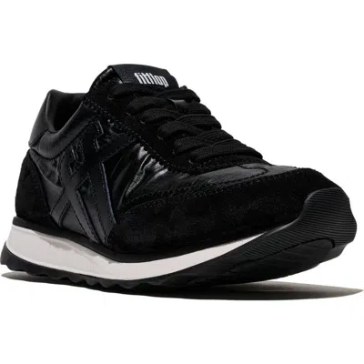 Fitflop Retro-q Ff Met-suede Sneakers In Black