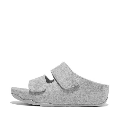 Fitflop Shuv E01 Fr9-a06 Slide Sandals Women's Gray Adjustable Strap Slip-on